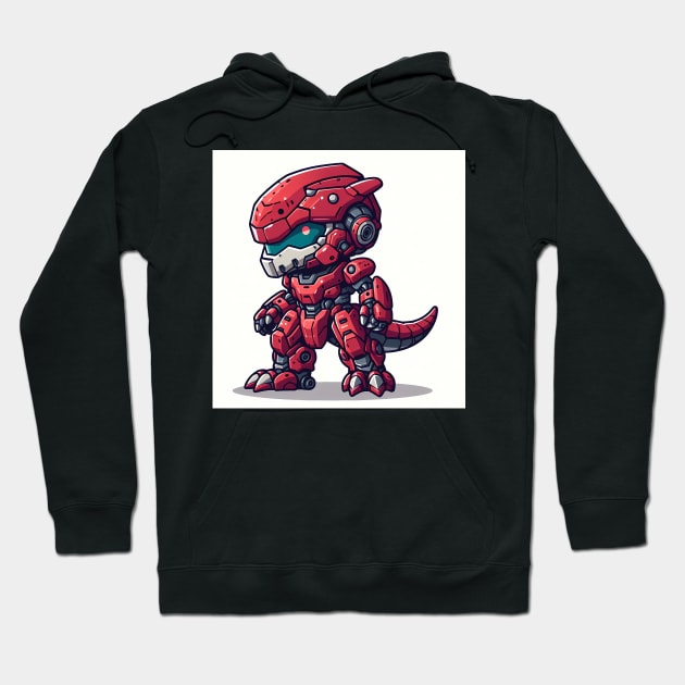 Chibi Red dinosaur robot Hoodie by Mechanime World